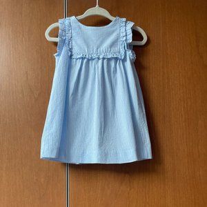 Jacadi Blue and White Seersucker Dress 12M